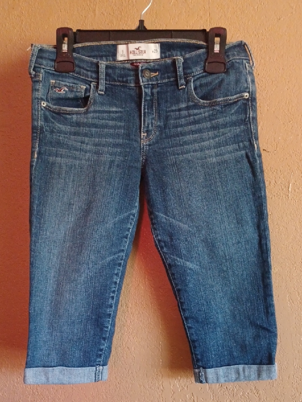 Size 9 Width 29 Hollister Women's Dark Blue Stretch Cropped Denim Jeans
